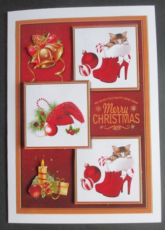 Christmas decorations 3 square crad front 3 by Davina Rundle