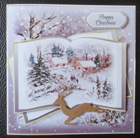 A Winter Wonderland Country Walk Open Book 6x6 inch Quick Card by Davina Rundle