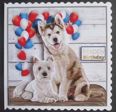 Happy Birthday Cute Puppies Balloons by Davina Rundle