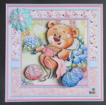 KNITTING BEAR 7.5 Decoupage & Insert Mini Kit by Davina Rundle