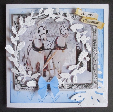 BLUE CHRISTMAS MULTI SENTIMENT WHITE HORSES by Davina Rundle
