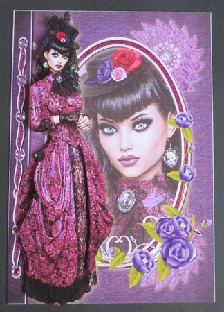 Gothic Victorian Fashion Reflections A5 Card Front & Decoupage by Davina Rundle
