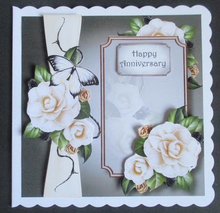 Panel & Bow - White Camellias 8x8 by Davina Rundle