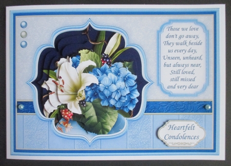 LILY & HYDRANGEA Sympathy A5 Card Topper & Pyramage  by Davina Rundle
