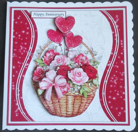 PINK ROSE BASKET 7.5 Decoupage & Insert Mini Kit All Occasions by Davina Rundle