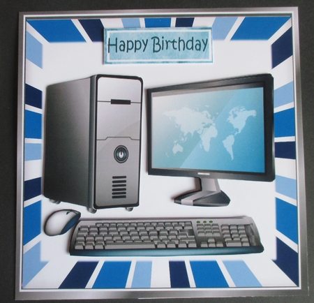 Computer and gadgets in turq stripe 8x8 mini kit by Davina Rundle