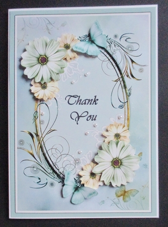 A5 Thank You Topper with flowers & Butterflies by Davina Rundle