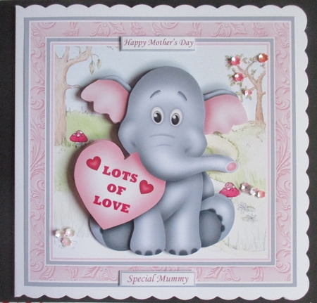 ELEPHANT & HEART 7.5 Decoupage & Insert Mini Kit All Occasions by Davina Rundle