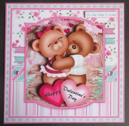 SNUGGLE BEARS 7.5 Valentines Day Decoupage & Insert Mini Kit by Davina Rundle