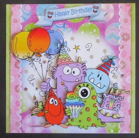 8x8 monster birthday wishes mini kit by Davina Rundle