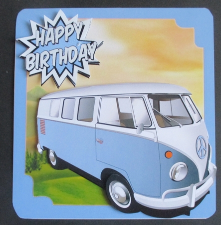 Light Blue Campervan in the meadows 8x8 mini kit by Davina Rundle