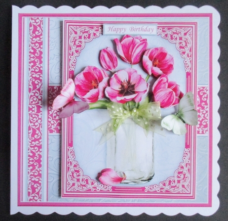JAR OF PINK TULIPS 7.5 Decoupage & Insert Kit All Occasions by Davina Rundle