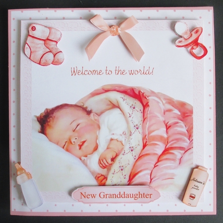 New Baby Girl Card Mini Kit & Decoupage by Davina Rundle