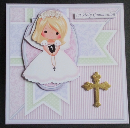 1ST HOLY COMMUNION or CONFIRMATION Blonde Girl & Verse 7.5 Decoupage & Insert Mini Kit by Davina Rundle