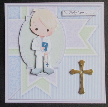 1ST HOLY COMMUNION or CONFIRMATION Blonde Boy & Verse 7.5 Decoupage & Insert Mini Kit by Davina Rundle