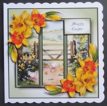 Scenic Trio - Daffodils & Chickens by Davina Rundle
