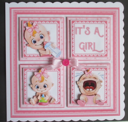 NEW BABY ITS A GIRL SQUARES 7.5 Decoupage & Insert Mini Kit by Davina Rundle