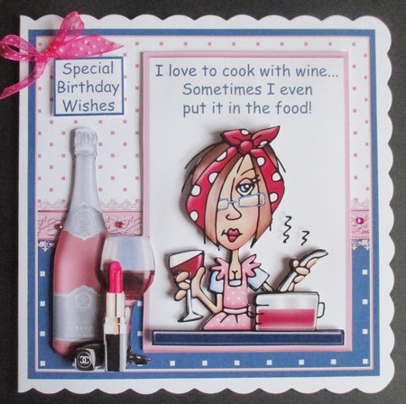 COOK WITH WINE 7.5 Decoupage & Insert Humorous Kit by Davina Rundle