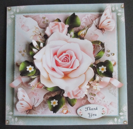 Soft Pink Roses Bouquet Card Mini Kit by Davina Rundle