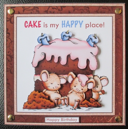CAKE MAKES HAPPY MICE 7.5 Decoupage & Insert Mini Kit by Davina Rundle