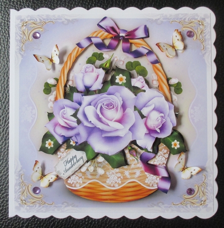 Basket with Purple Roses Mini Kit by Davina Rundle