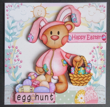 7x7 cute Easter bunny egg hunt mini kit by Davina Rundle