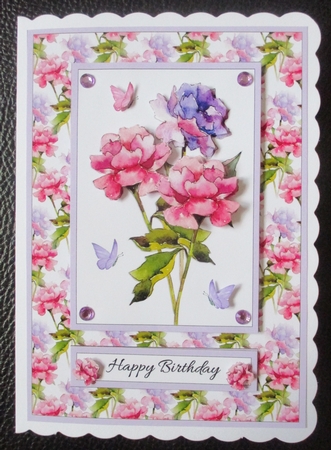 Lovely Watercolor Peonies Birthday Topper by Davina Rundle
