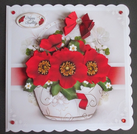 Silk Cream Basket with Red Poppies Mini Kit by Davina Rundle