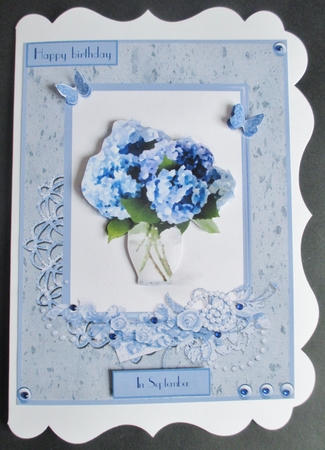 Hydrangea flowers birthday greeting card by Davina Rundle