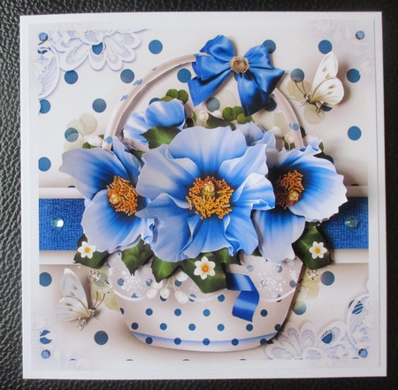 Basket with Blue Poppies Card Mini Kit by Davina Rundle