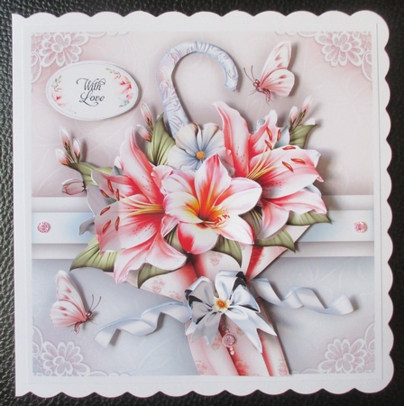 Vintage Pink Umbrella with Flowers Mini Kit by Davina Rundle