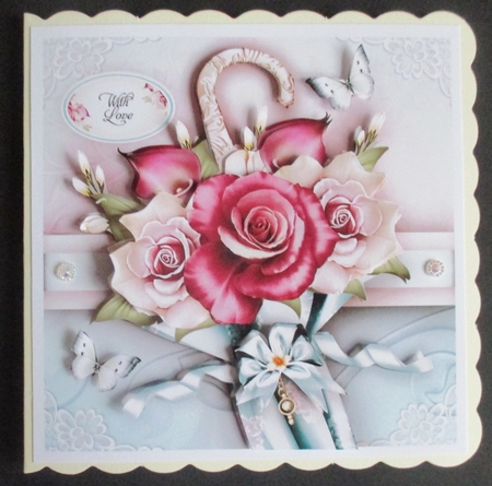 Vintage Turquoise Umbrella with Roses Mini Kit by Davina Rundle