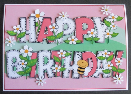 Flowers and Bees BIRTHDAY landscape 2 by Davina Rundle