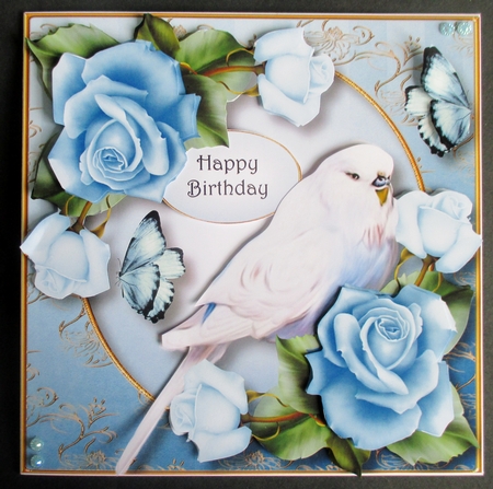 Beautiful Bird & Pale Blue Roses by Davina Rundle