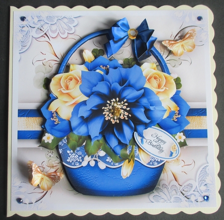 Basket Navy Blue and Gold Roses Card Mini Kit by Davina Rundle