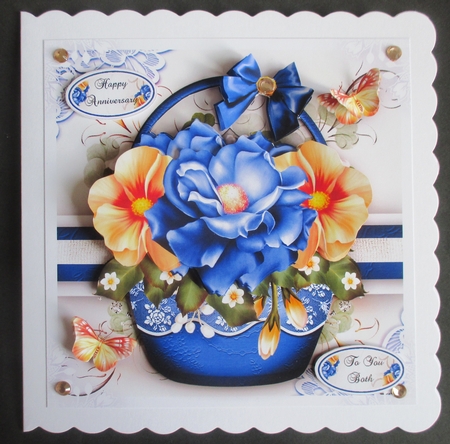 Basket with Blue Orange Flowers Mini Kit by Davina Rundle