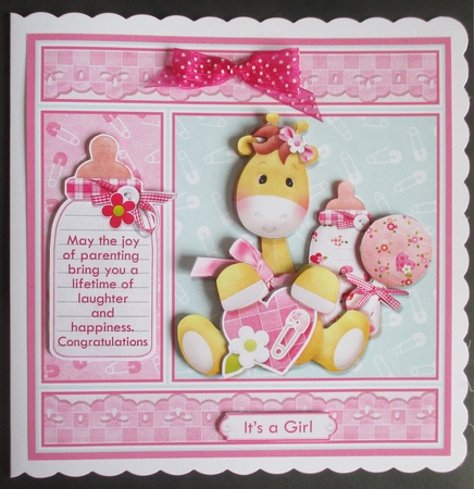 NEW BABY GIRL GIRAFFE 7.5 Decoupage & Insert Mini Kit by Davina Rundle