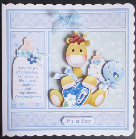 NEW BABY BOY GIRAFFE 7.5 Decoupage & Insert Mini Kit by Davina Rundle
