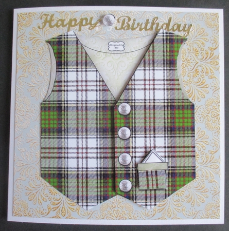 Tartan Waistcoat Or Vest (10) With Decoupage by Davina Rundle