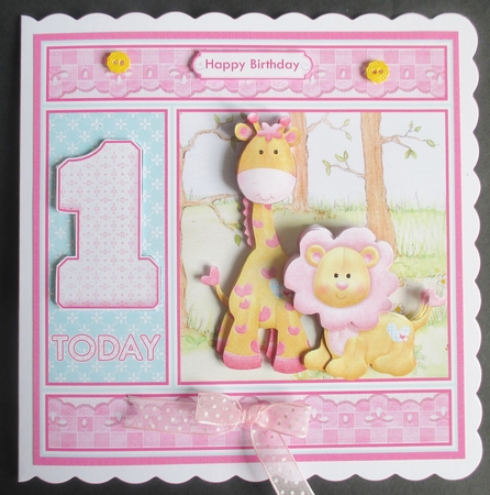 BIRTHDAY AGES 1 TO 5 Lion & Giraffe Decoupage & Insert Kit by Davina Rundle