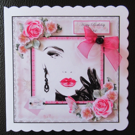 Glamour Card Front With Decoupage by Davina Rundle