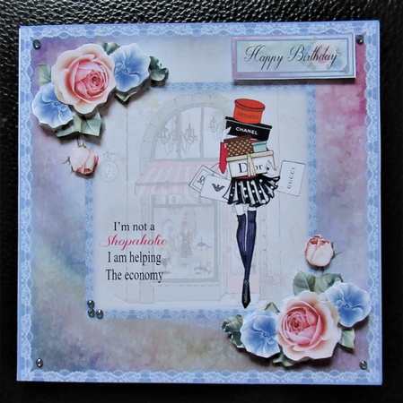 Humourous Card Front - Im not a shopaholic by Davina Rundle