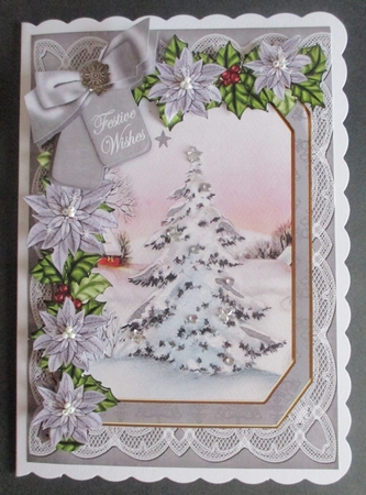 Snow Tree Festive Wishes 7x5in Fancy Lace Step by Step by Davina Rundle