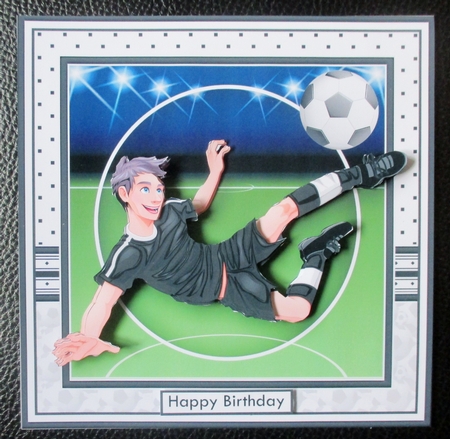 FOOTBALL STRIKER 7.5 Black & WHITE Soccer Decoupage Ages & Insert  by Davina Rundle