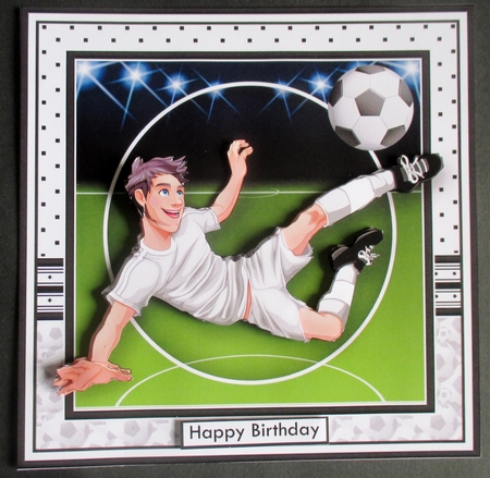 FOOTBALL STRIKER 7.5 WHITE KIT Soccer Decoupage Ages & Insert  by Davina Rundle