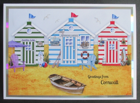 Three Lovely Beach Huts A4 Seaside Scene (1) by Davina Rundle