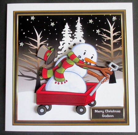 Snowman wood cart race by Davina Rundle