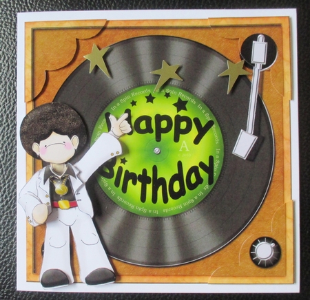 8 x 8 Happy Birthday Record Scalloped corner Topper by Davina Rundle