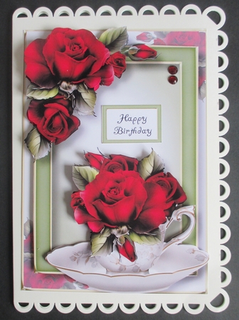 Teacup, Saucer & Flowers - Red Roses by Davina Rundle