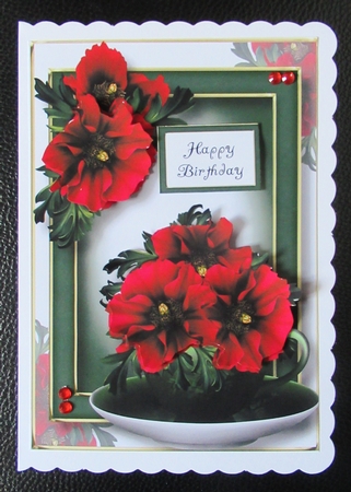 Teacup, Saucer & Flowers - Poppies A5 by Davina Rundle